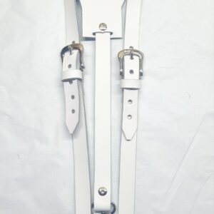 Genuine White leather mens Braces with Chrome fixings and buckles